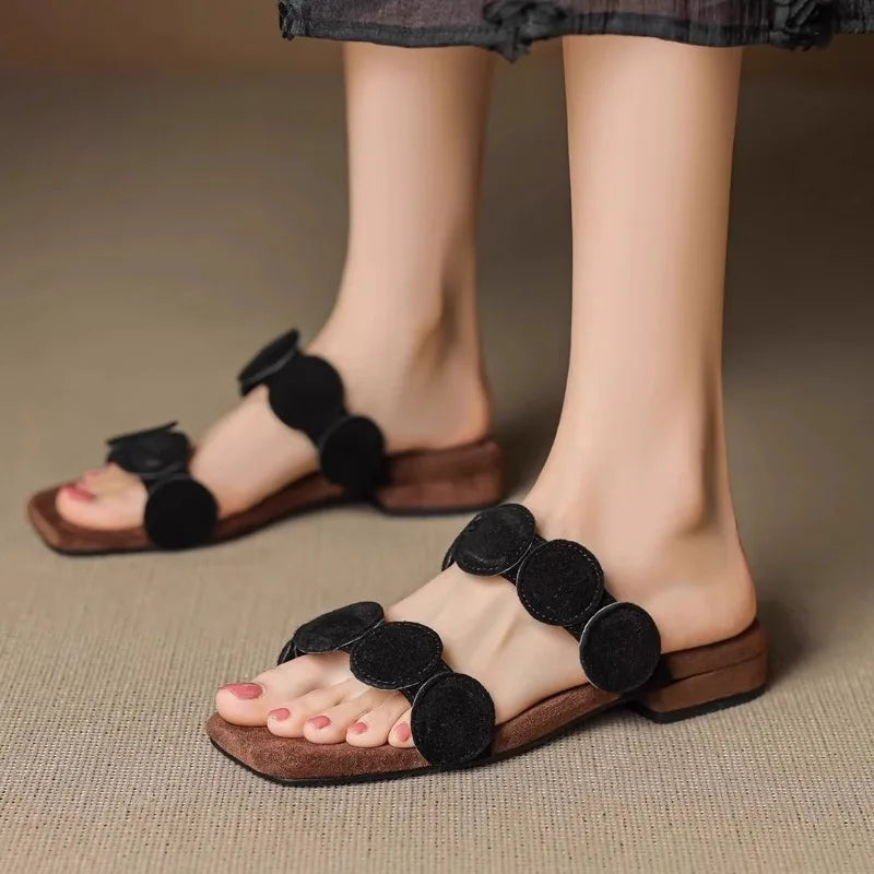 Aurelia Croc-Embossed Leather Mules