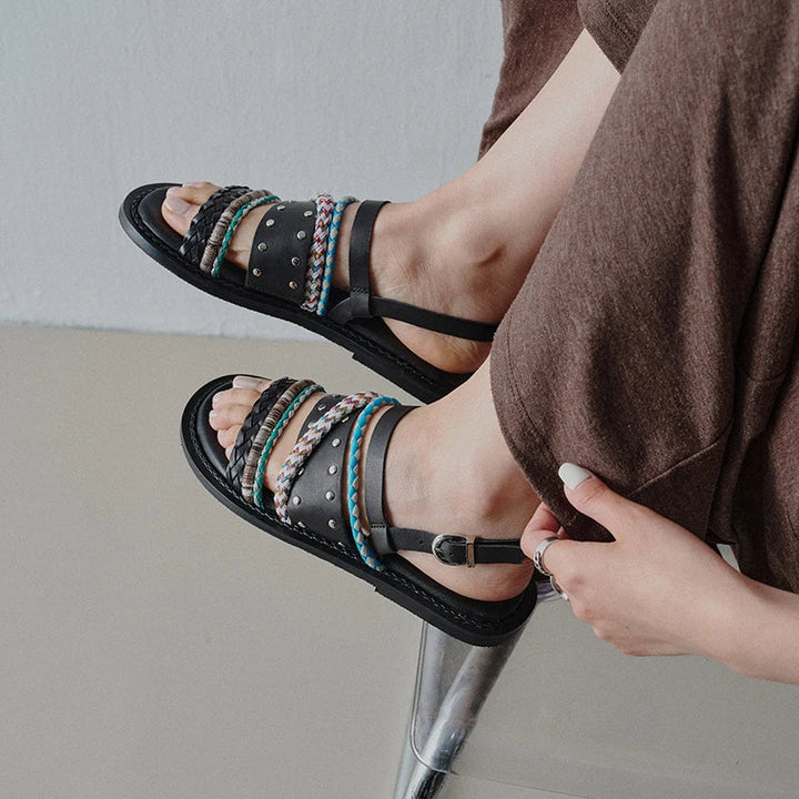 Mykonos Braided Leather Gladiator Sandal