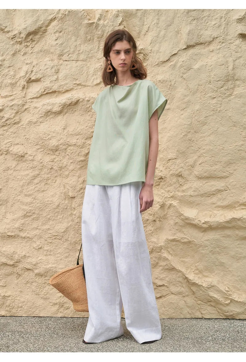 The Pleated Wide Leg Linen Pant