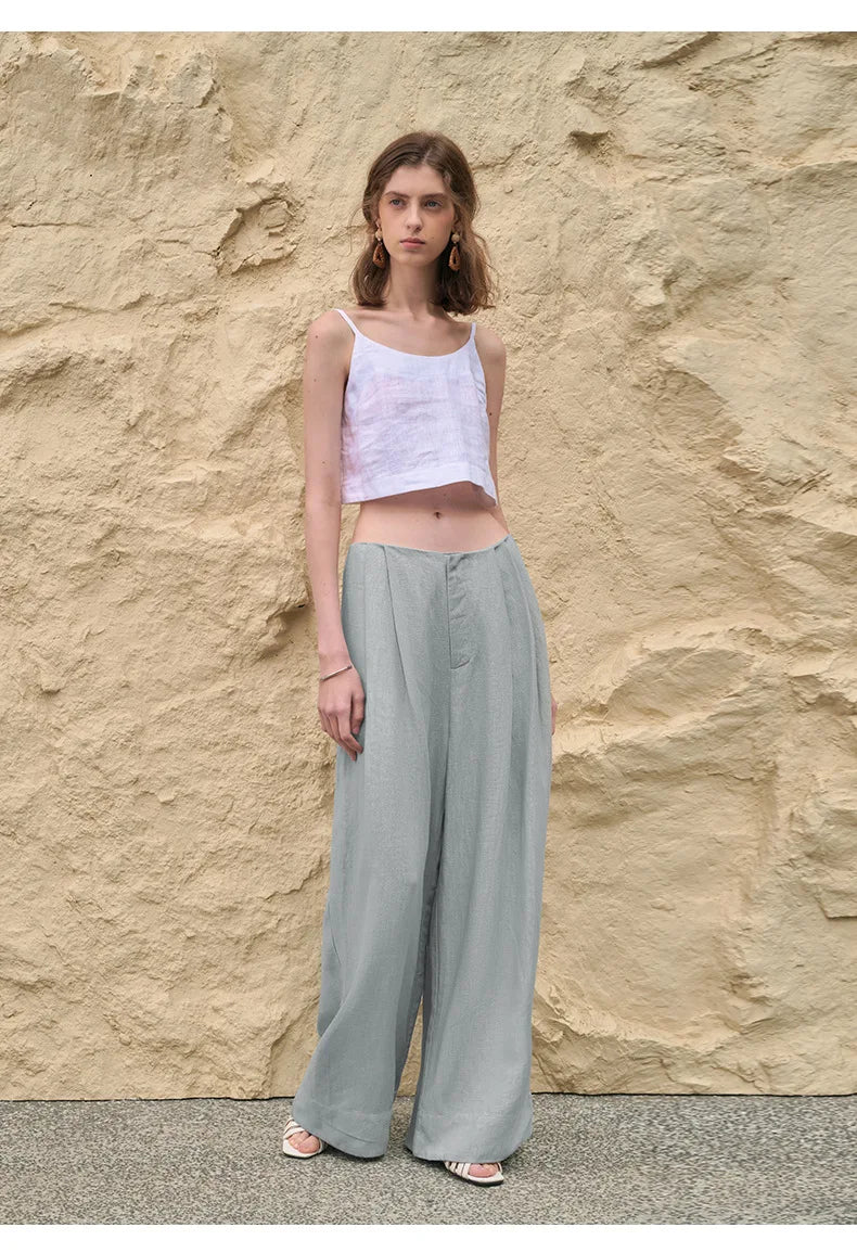 The Pleated Wide Leg Linen Pant
