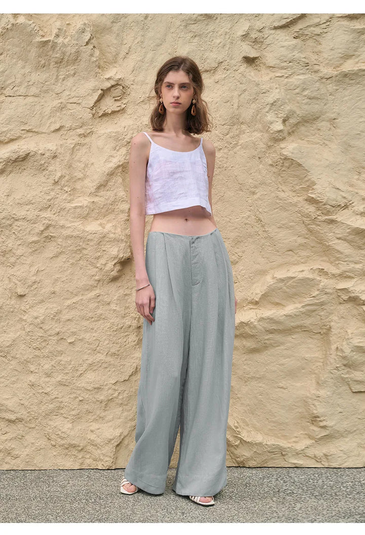 The Pleated Wide Leg Linen Pant