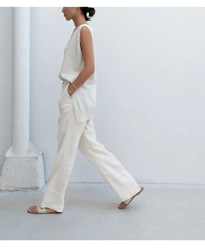 The Drawstring Straight Linen Pant
