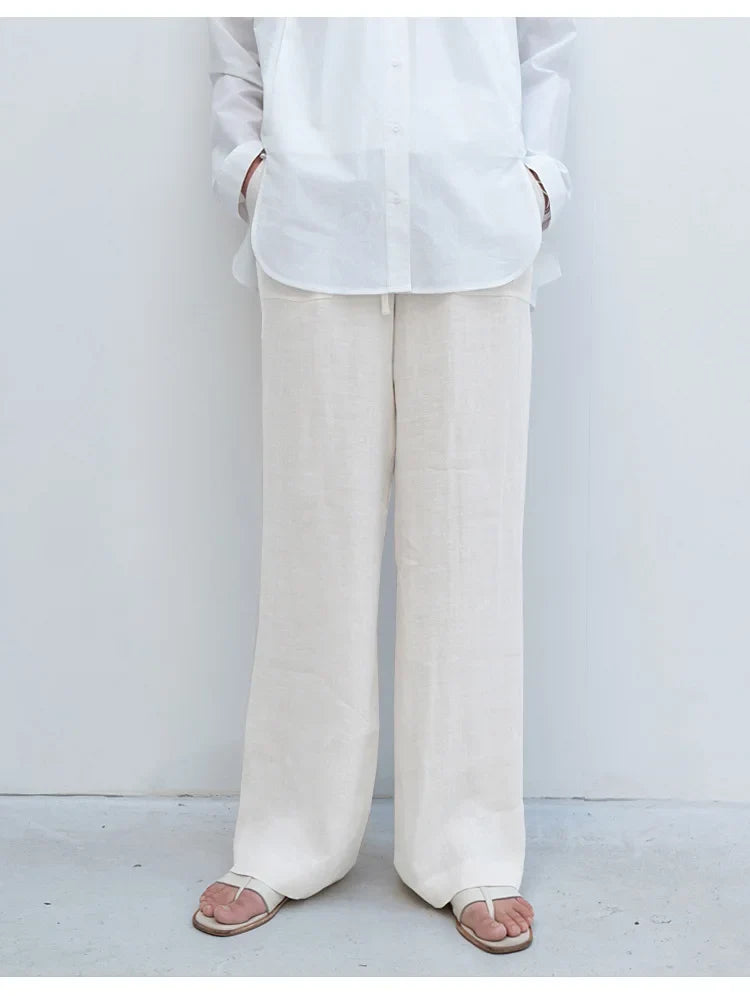 The Drawstring Straight Linen Pant
