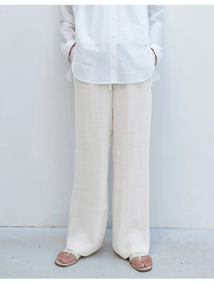 The Drawstring Straight Linen Pant