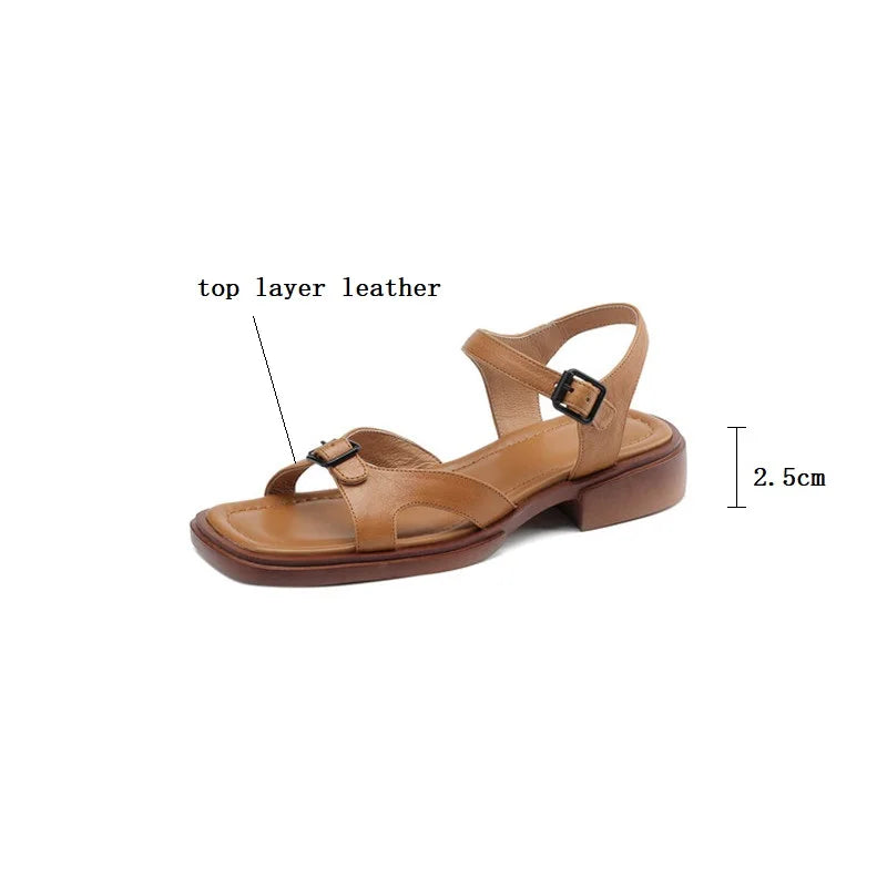 Lido Chunky Heel Leather Sandal