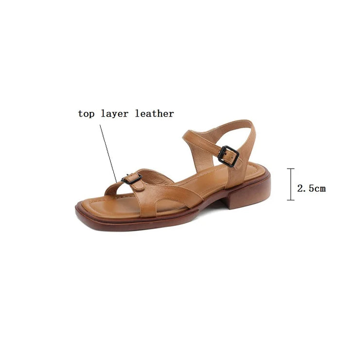 Lido Chunky Heel Leather Sandal