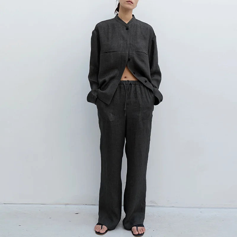 The Drawstring Straight Linen Pant