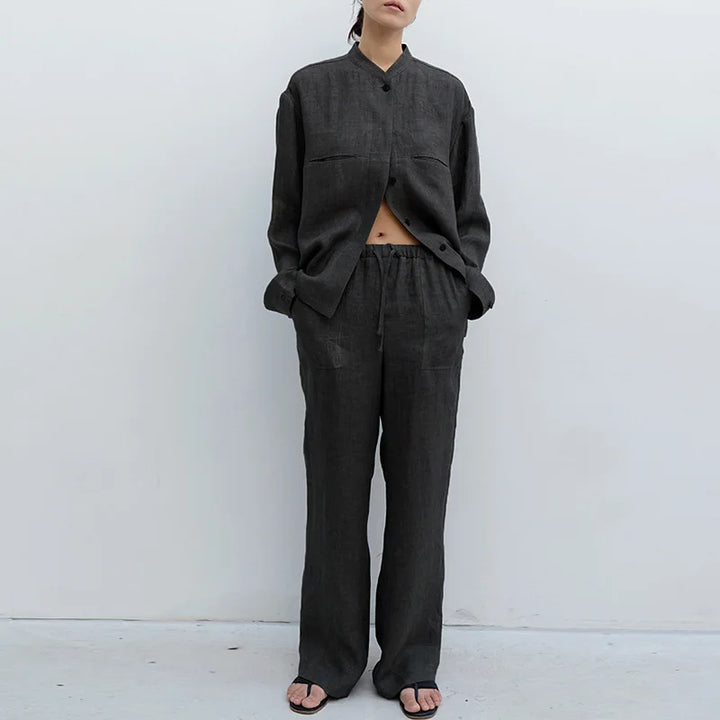 The Drawstring Straight Linen Pant