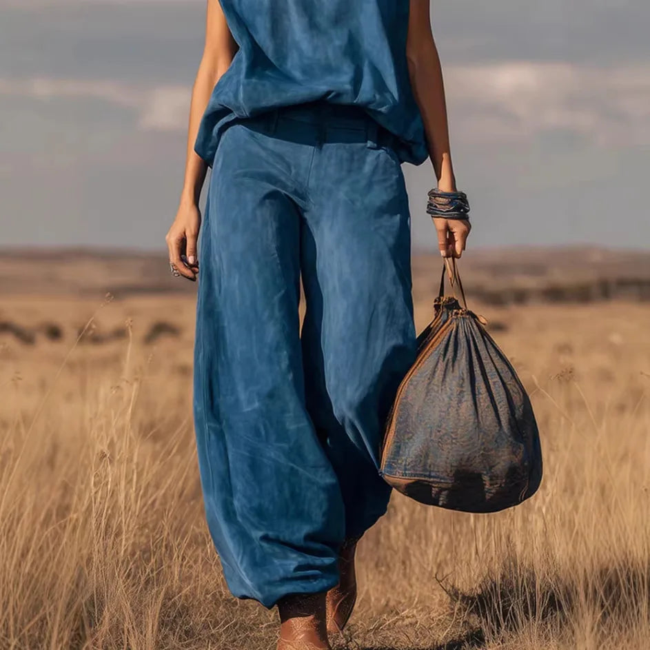 Women's Two Piece Set Sleeveless Top Wide Leg Pants