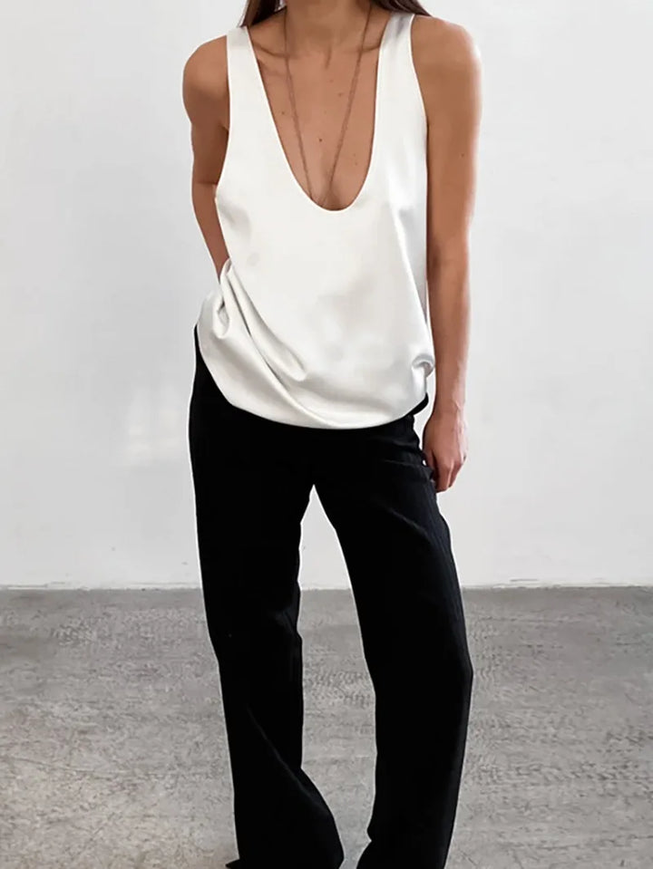 Lissia Deep Drape Satin Tank