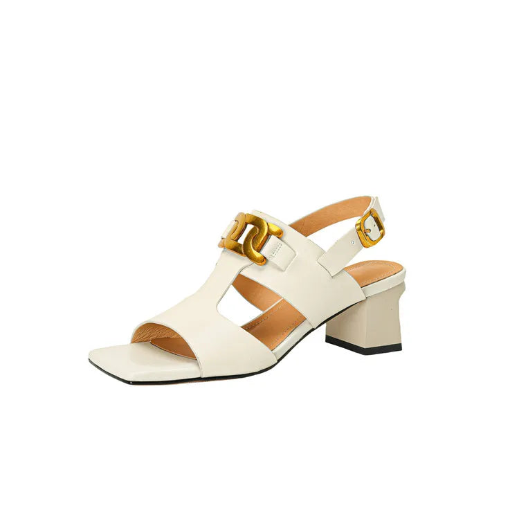 The Chain Detail Block Heel Sandal