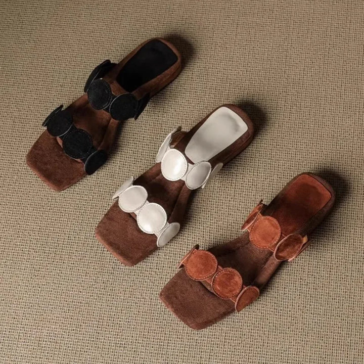 Aurelia Croc-Embossed Leather Mules
