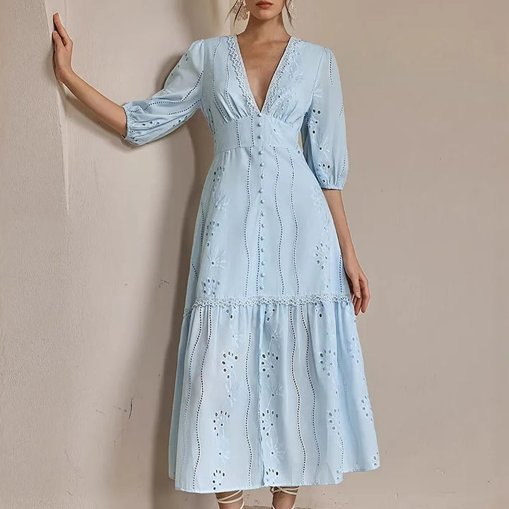 Women's Maxi Dress High Waist V-Neck