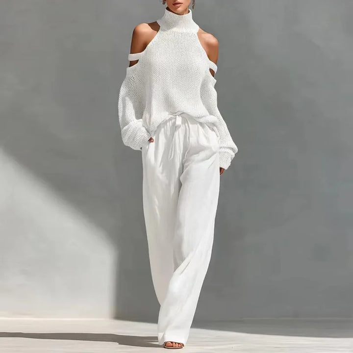 Women's Knit Sweater Wide Leg Pants Set