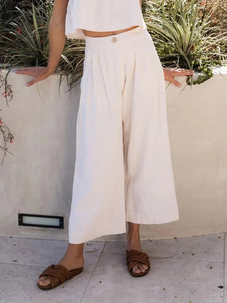 The Pleated Culotte Linen Pant