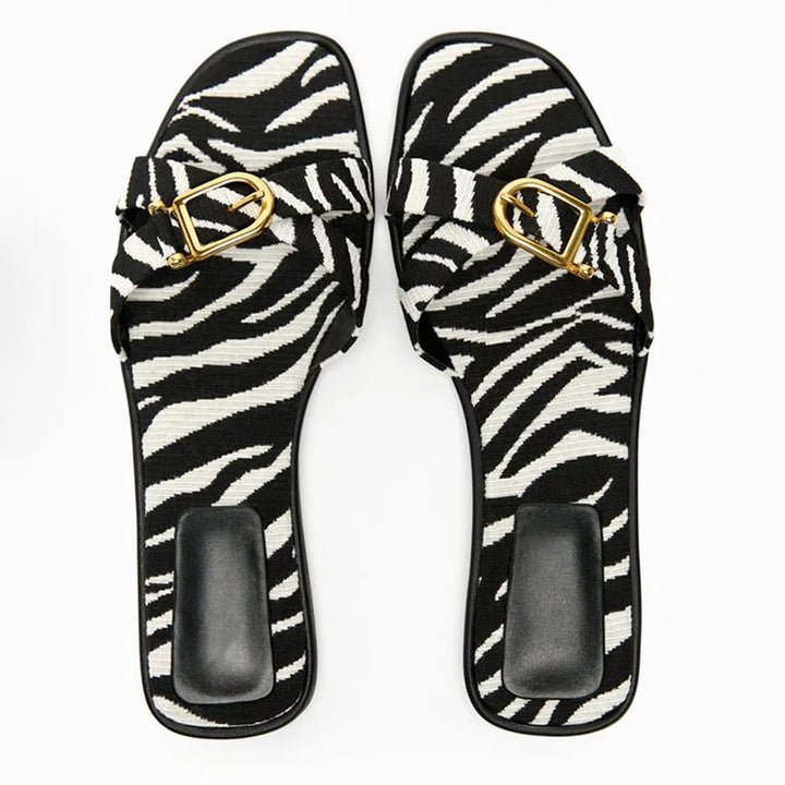 Calvi Italian Leather Cutout Slide Sandal