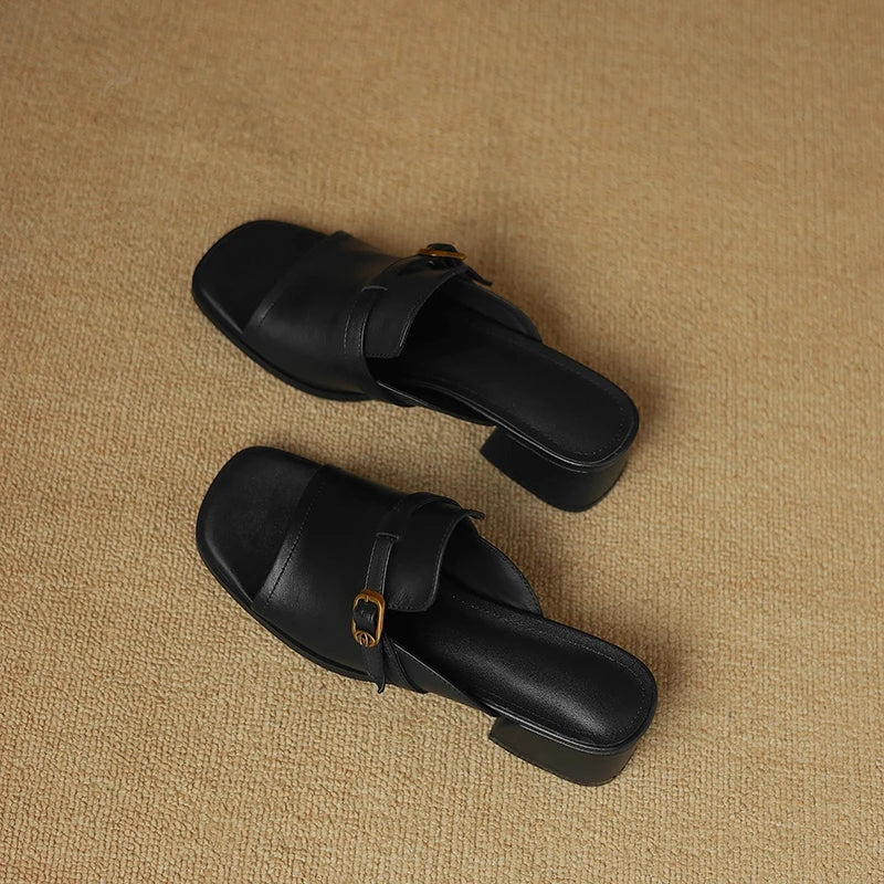 The Buckle Leather Slide