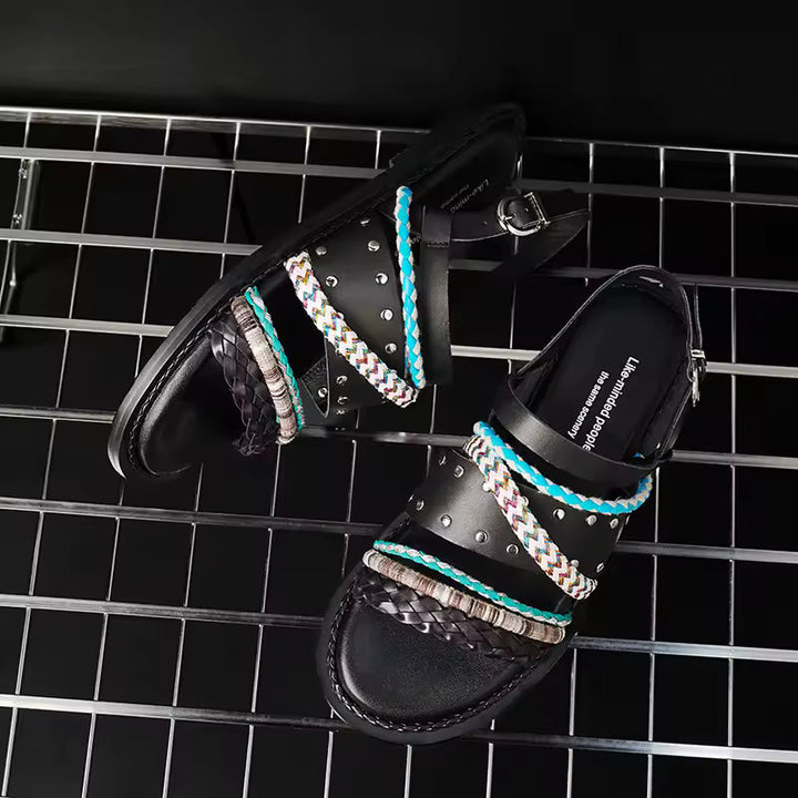 Mykonos Braided Leather Gladiator Sandal
