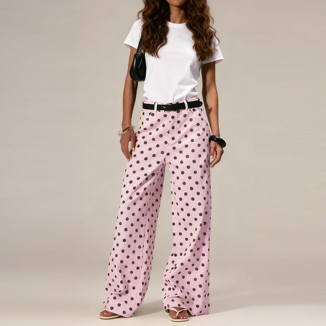 Polka Dot Wide-Leg Trouser