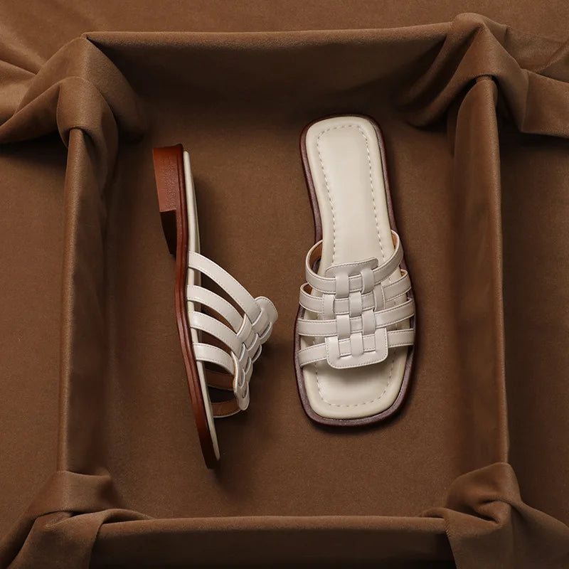 Naples Italian Leather Slides