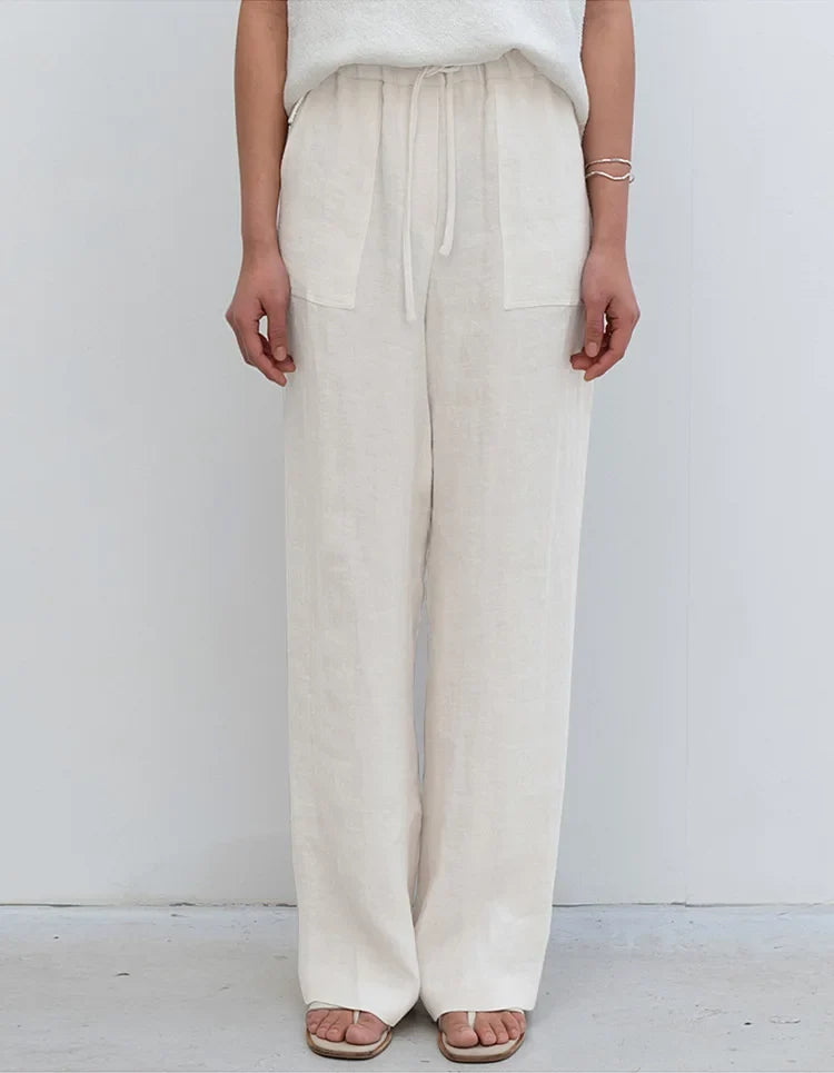 The Drawstring Straight Linen Pant