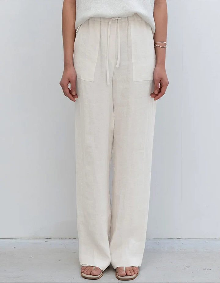 The Drawstring Straight Linen Pant