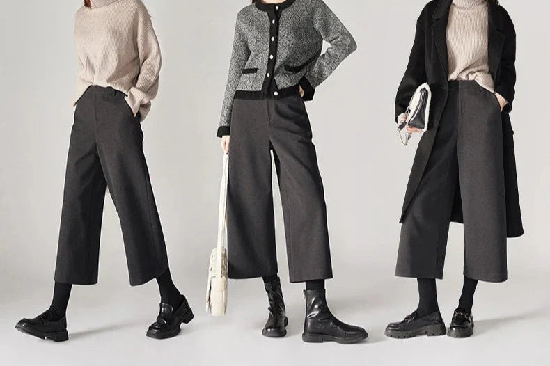 Autumn Woolen Wide Leg Pants