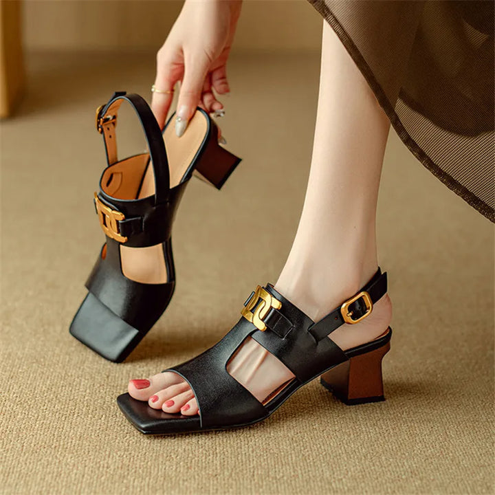 The Chain Detail Block Heel Sandal