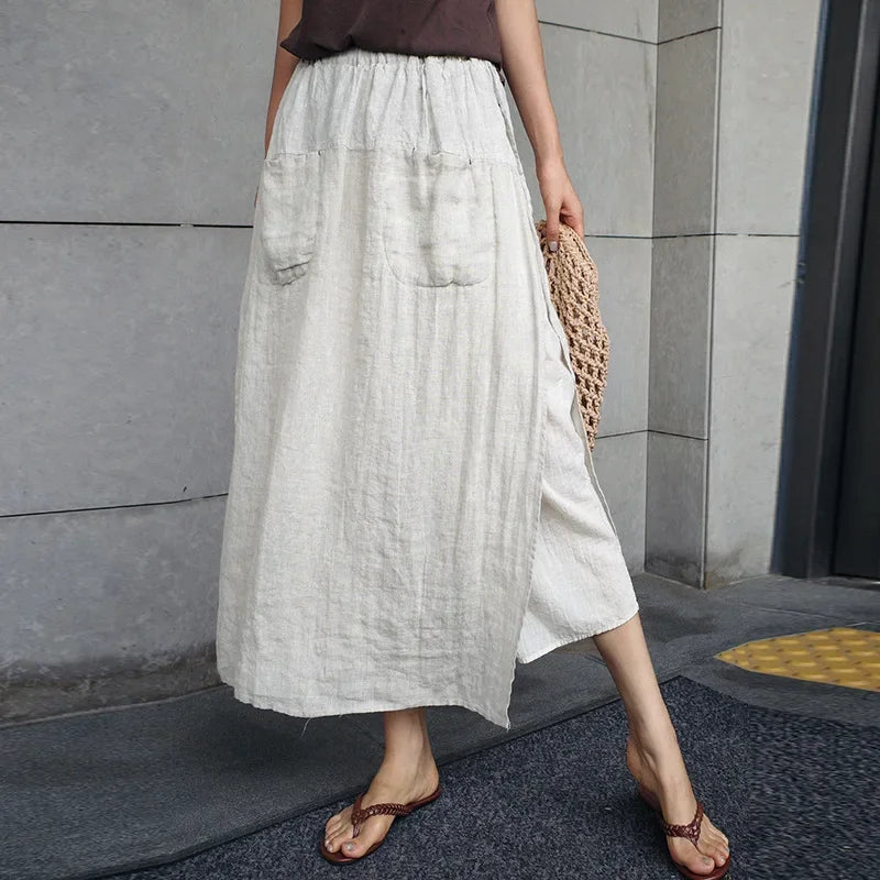 Hollis Wide Leg Linen Trouser Skirt