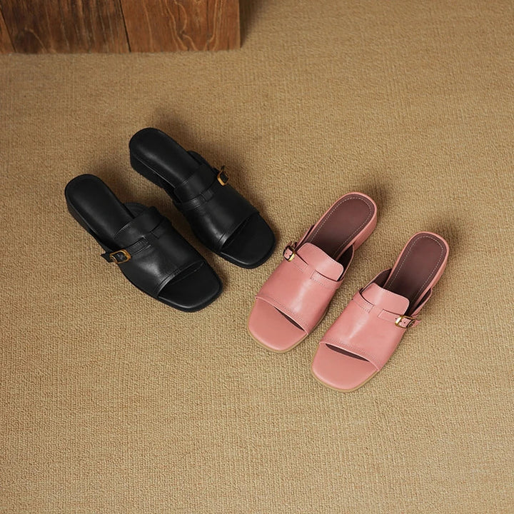 The Buckle Leather Slide