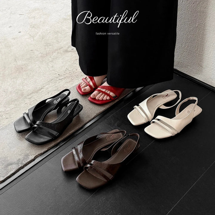 Biarritz Italian leather Line-Tied Heel