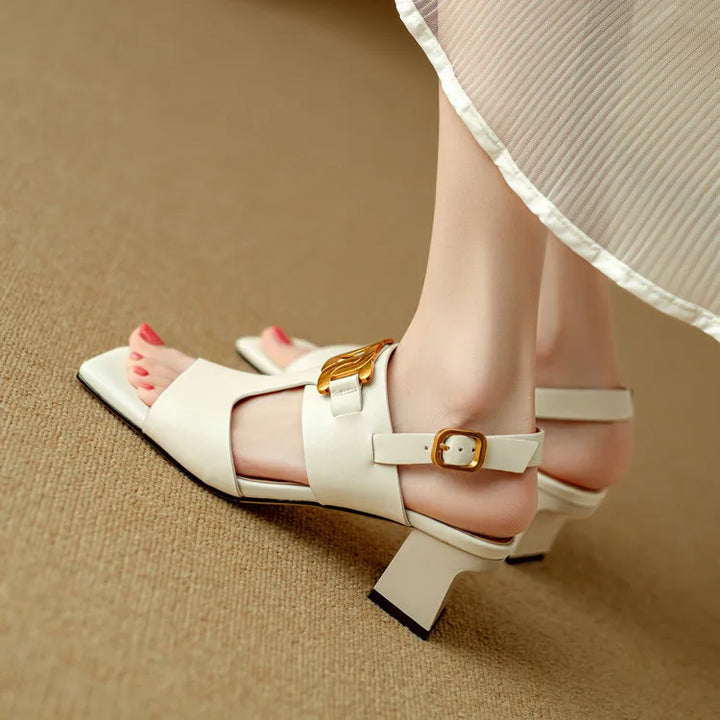 The Chain Detail Block Heel Sandal