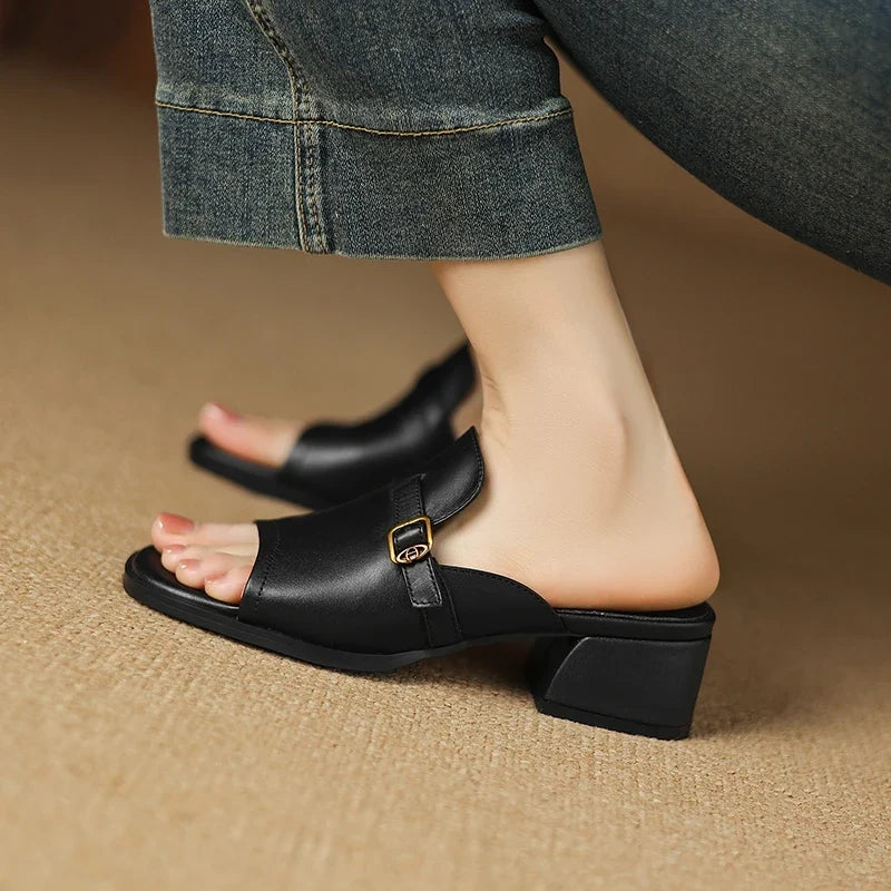 The Buckle Leather Slide