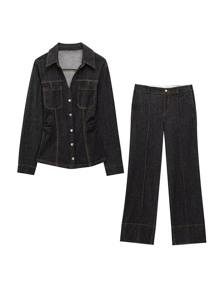Marenza Button Denim Set