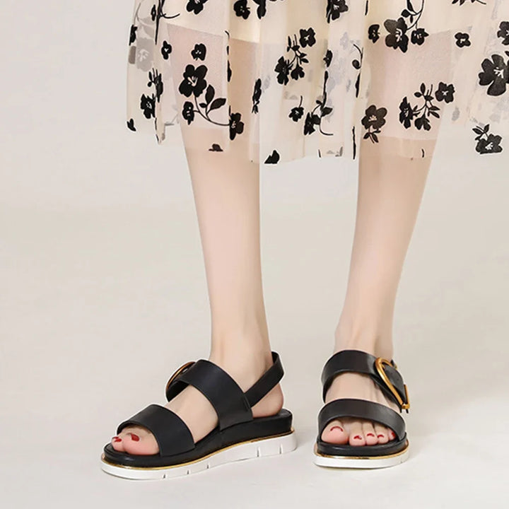 Valine Gold-Buckle Strap Sandals