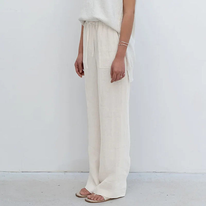 The Drawstring Straight Linen Pant