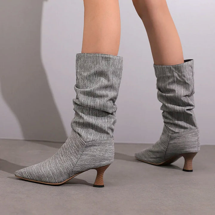 Serene Chic Mid-Calf Heel Boots