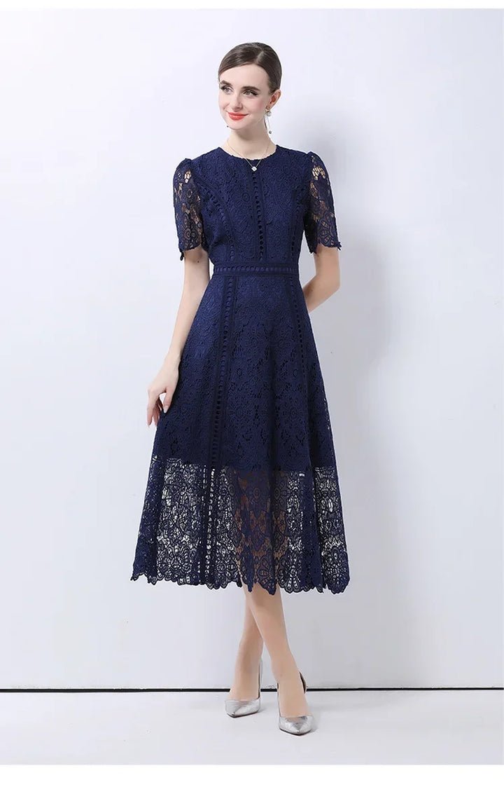 Marlene | Vintage Lace Cutwork Midi Dress