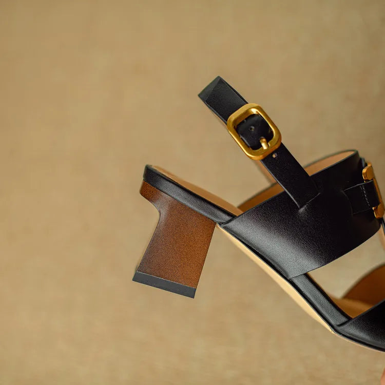 The Chain Detail Block Heel Sandal