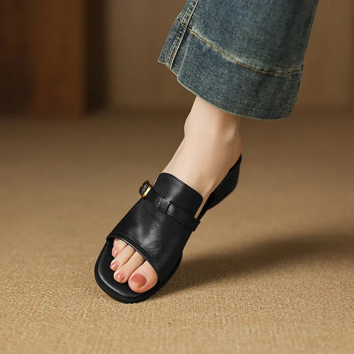 The Buckle Leather Slide