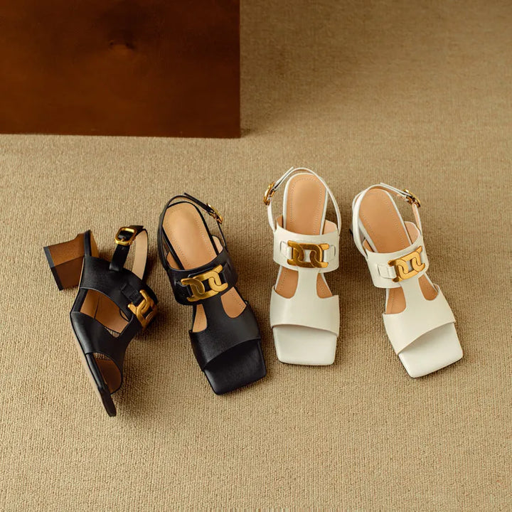 The Chain Detail Block Heel Sandal