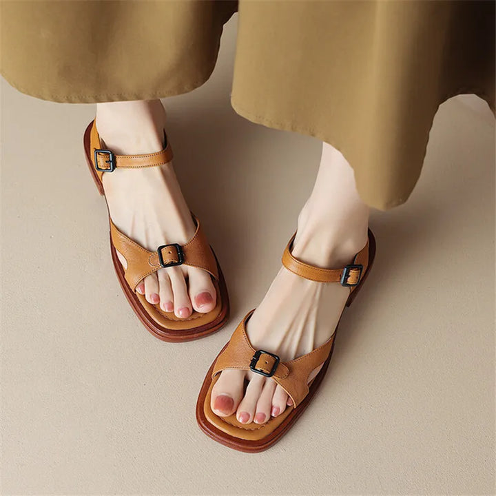 Lido Chunky Heel Leather Sandal