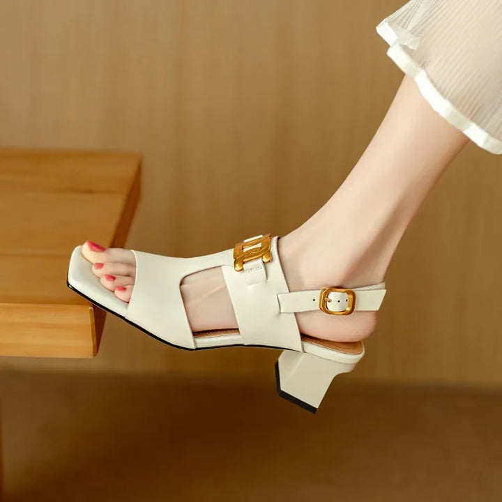 The Chain Detail Block Heel Sandal
