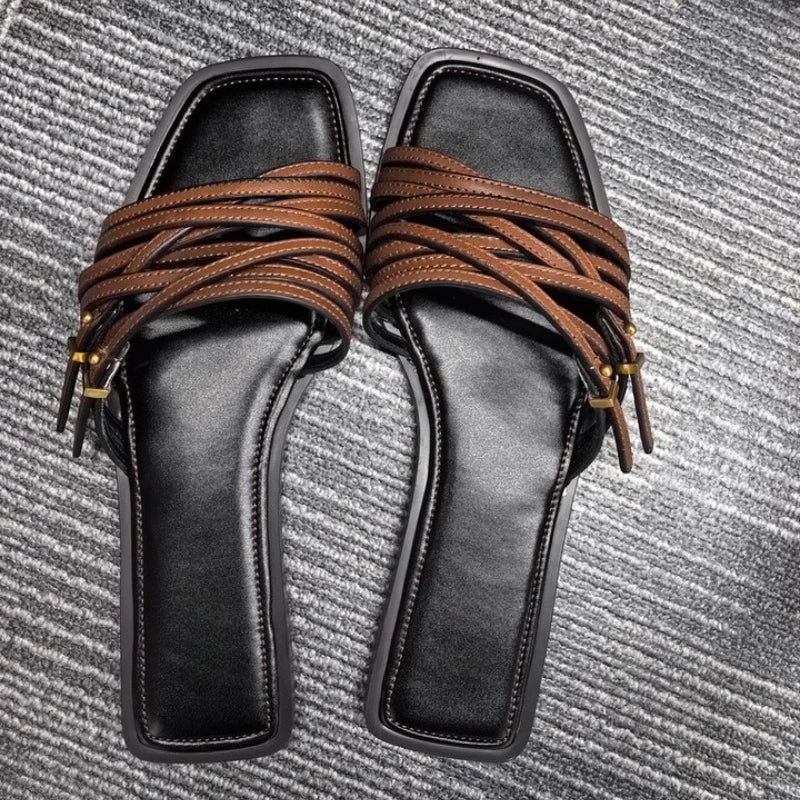 Capri Leather Flat Slides