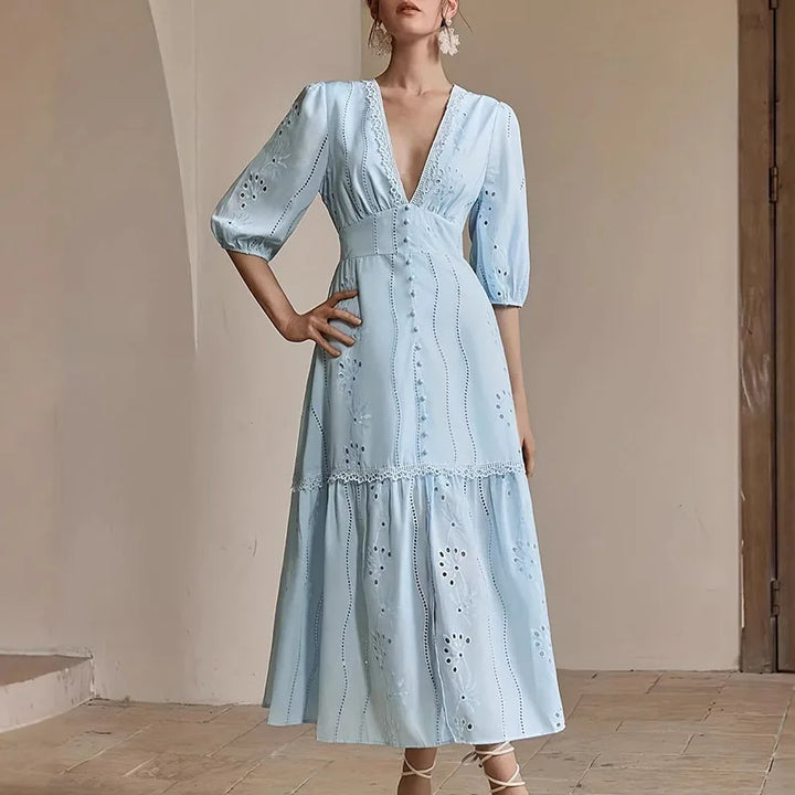Women's Maxi Dress High Waist V-Neck