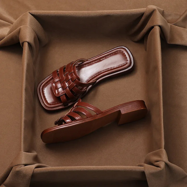 Naples Italian Leather Slides