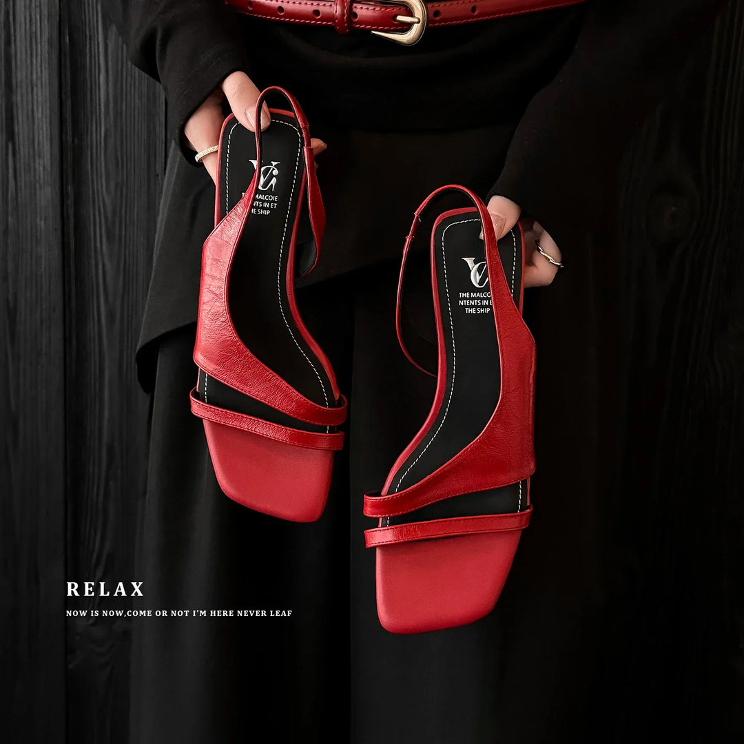 Biarritz Italian leather Line-Tied Heel