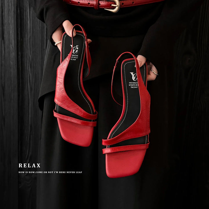 Biarritz Italian leather Line-Tied Heel
