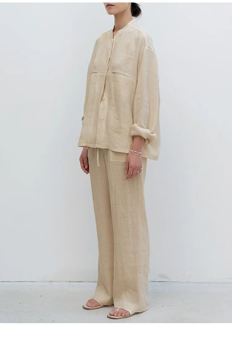 The Drawstring Straight Linen Pant