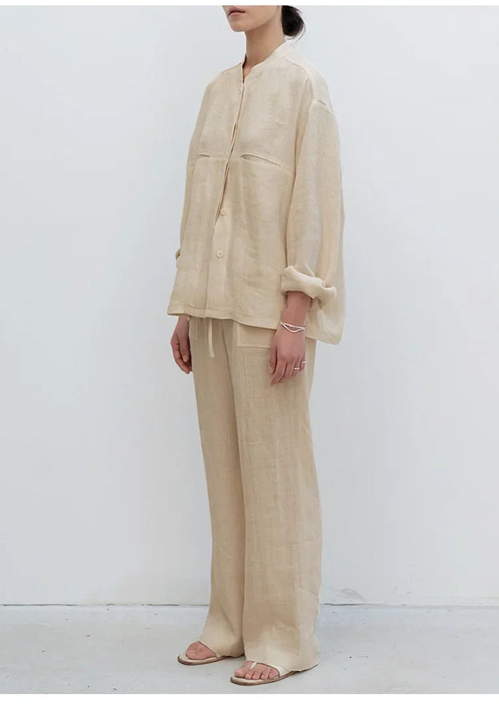 The Drawstring Straight Linen Pant